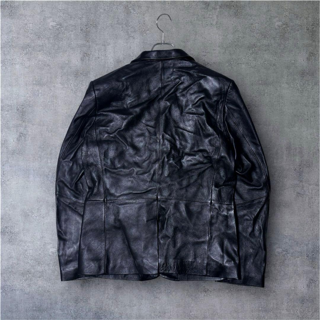 良品 Safari homme ラムレザー テーラードジャケット ブラック 本革