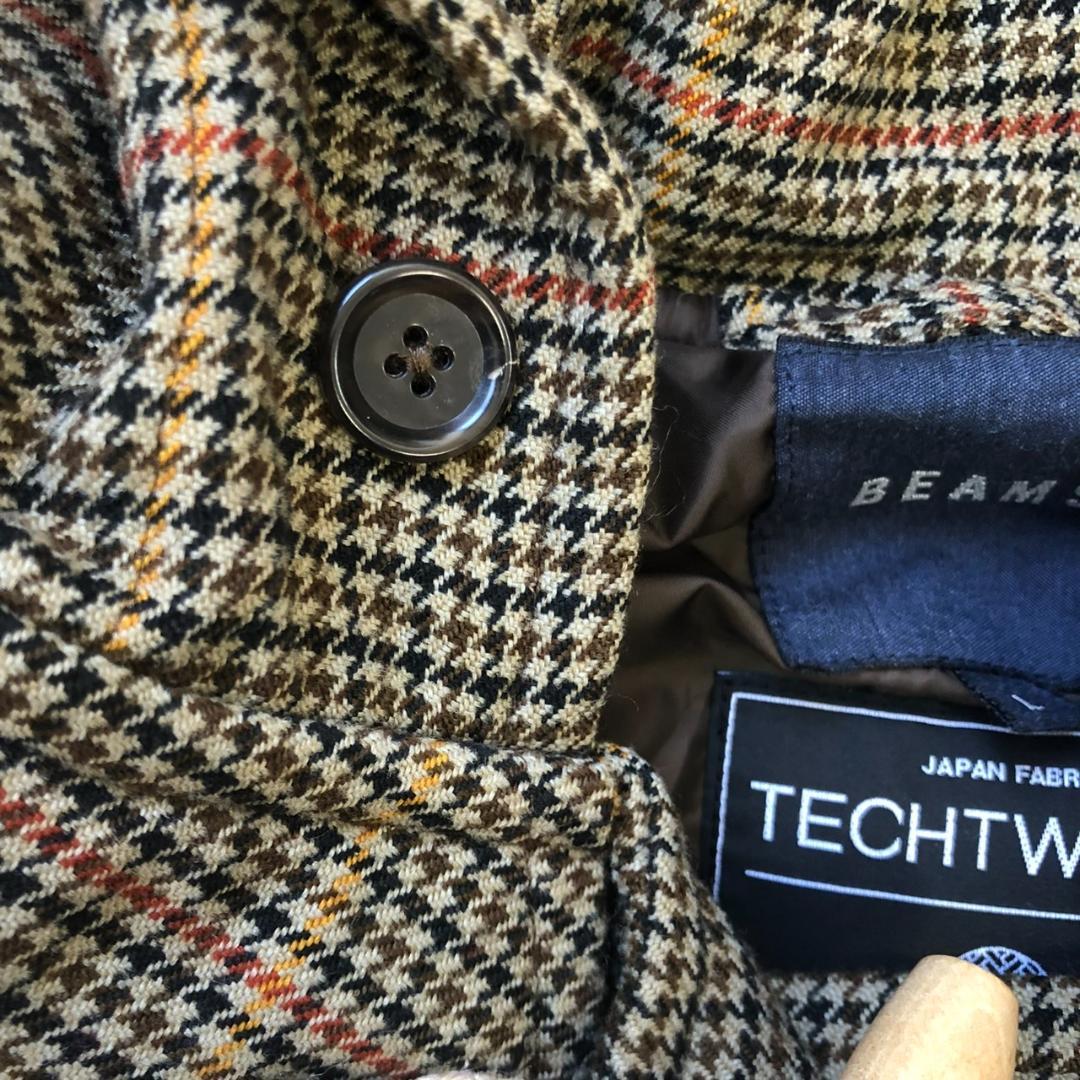 《 BEAMS ビームス 》 メンズ ダッフルコート Ⅼ グレー チェック