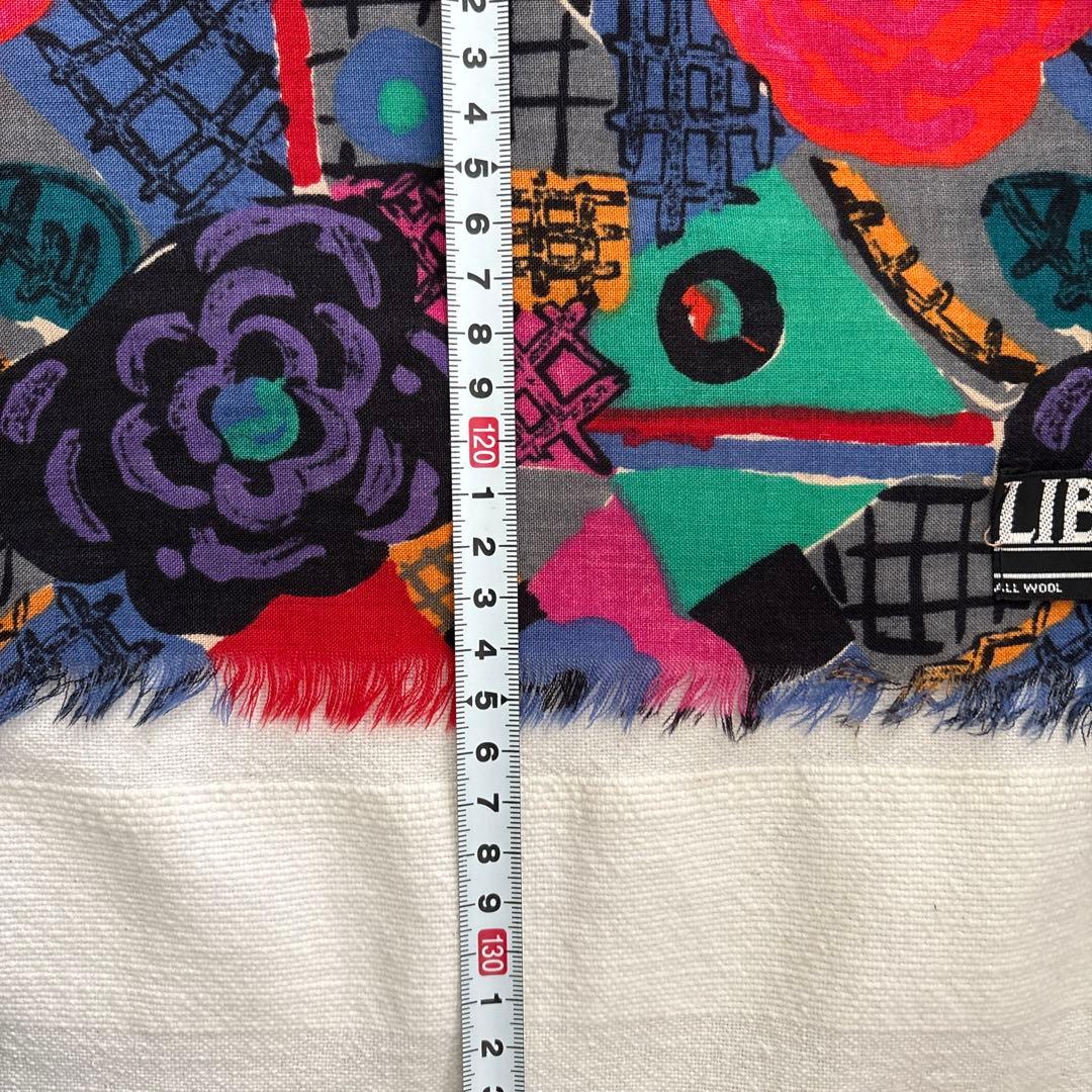 イングランド製　LIBERTY ウール　ショール　リバティ　花柄　英国製