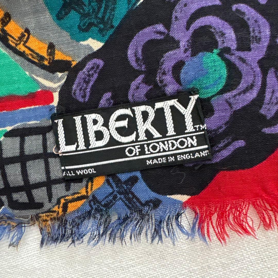 イングランド製　LIBERTY ウール　ショール　リバティ　花柄　英国製