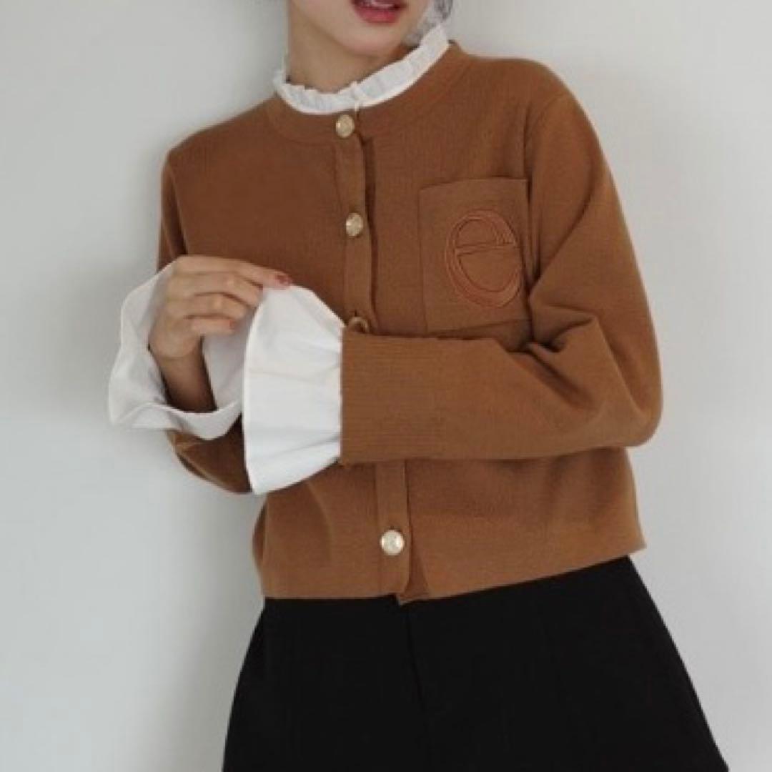Attached collar ニット カーディガン eimy