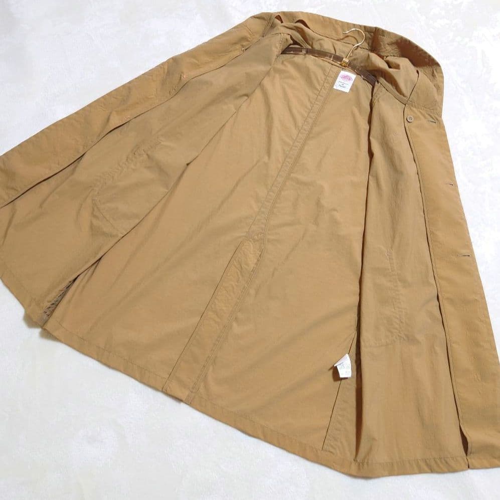 DANTON ナイロンタフタ フーデット ロング コート キャメル 36