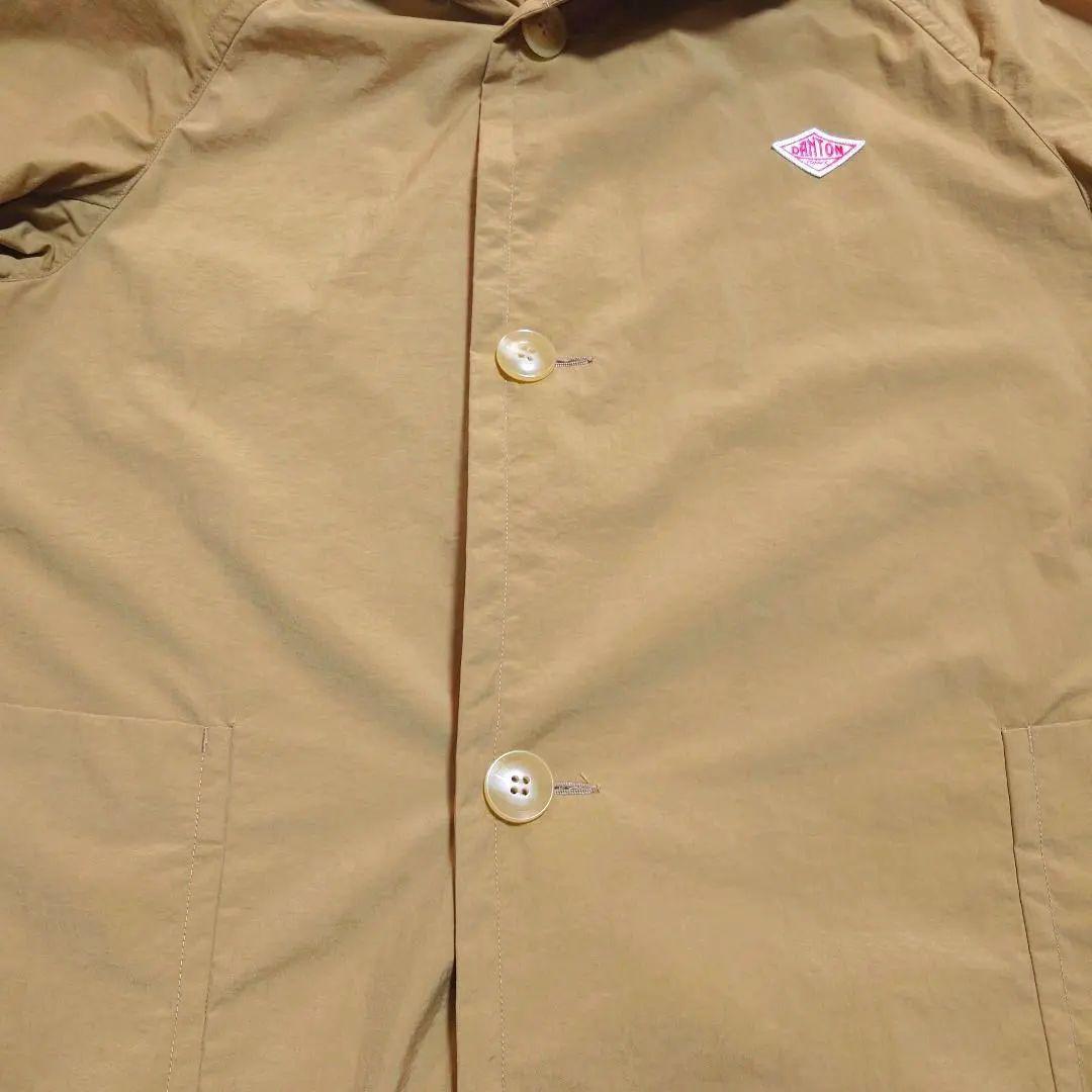 DANTON ナイロンタフタ フーデット ロング コート キャメル 36