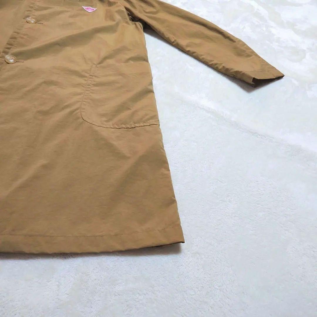 DANTON ナイロンタフタ フーデット ロング コート キャメル 36