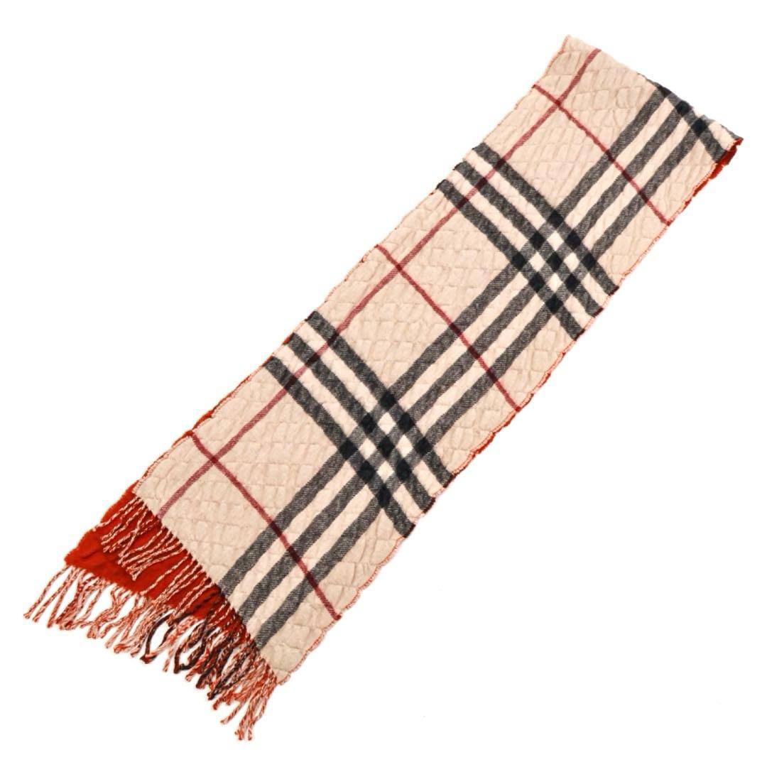 H5081-149バーバリー　ノバチェックキルティングカシミア100%マフラー
