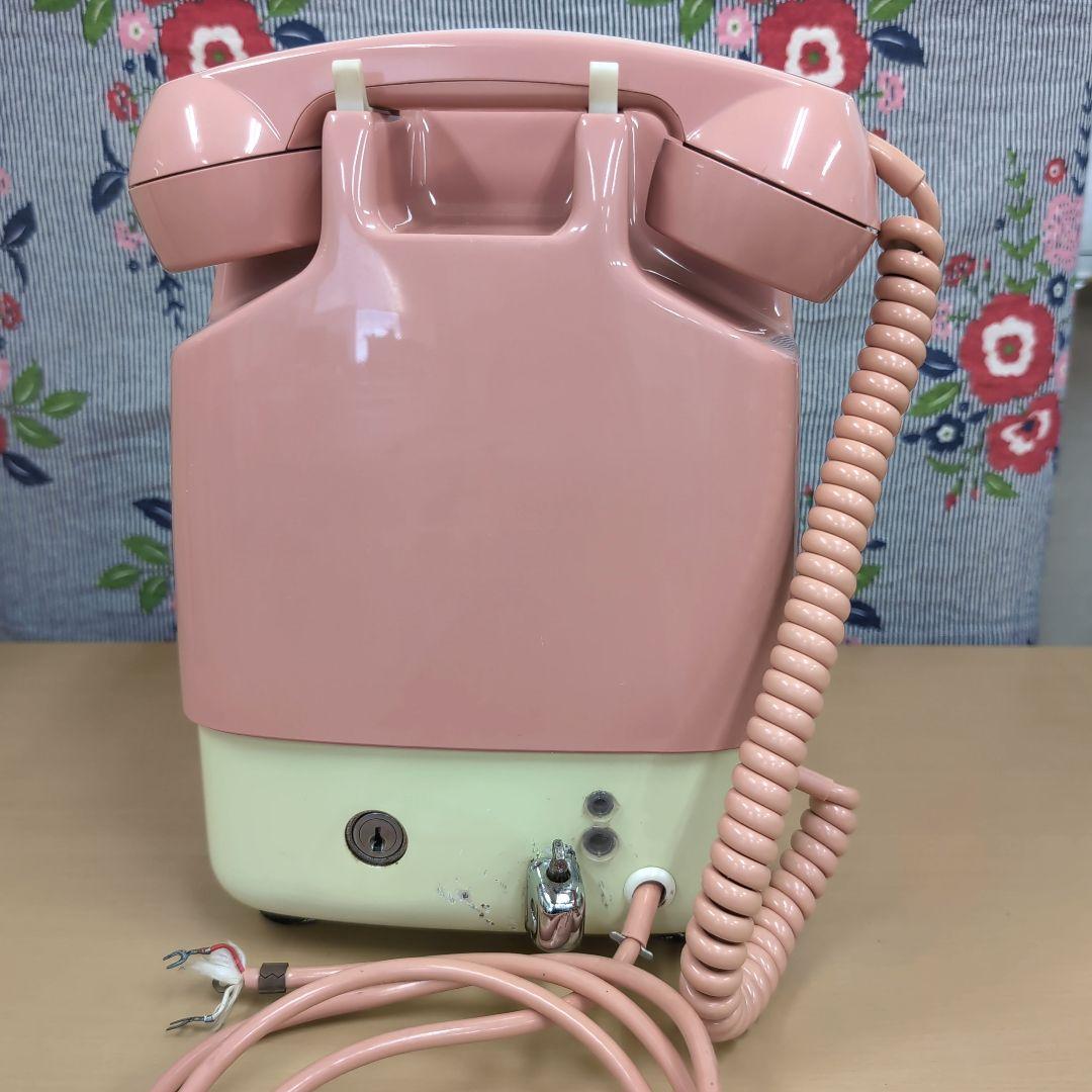 ★10円玉式 電話機 【昭和レトロ】ピンク電話
