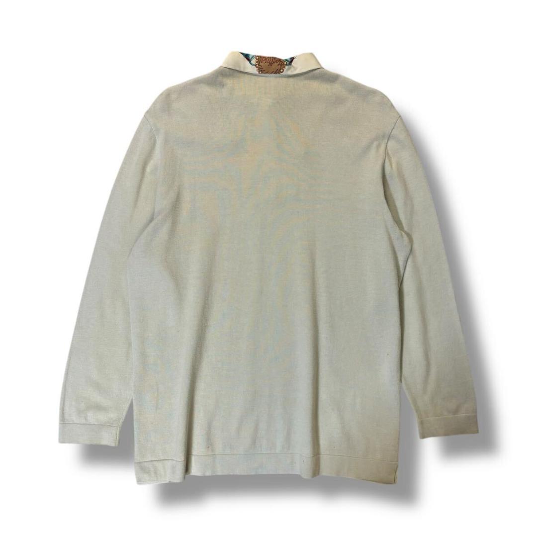【美品】HERMES シルク コットン ポロシャツ カシミヤ混 Lイタリア製