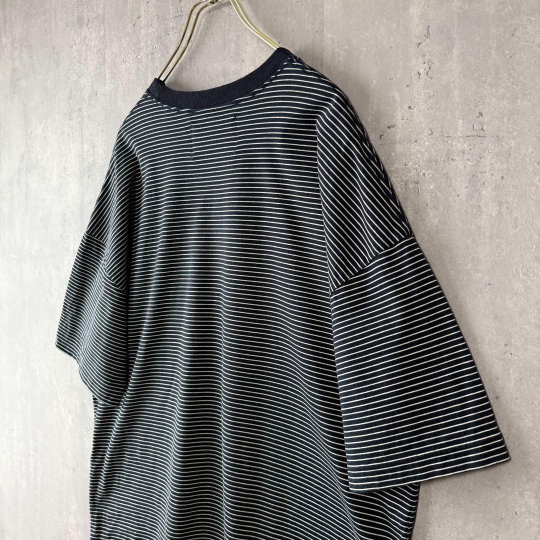 N!ce Shop ナイスショップ ボーダーTシャツ 紺白 M オーバーサイズ