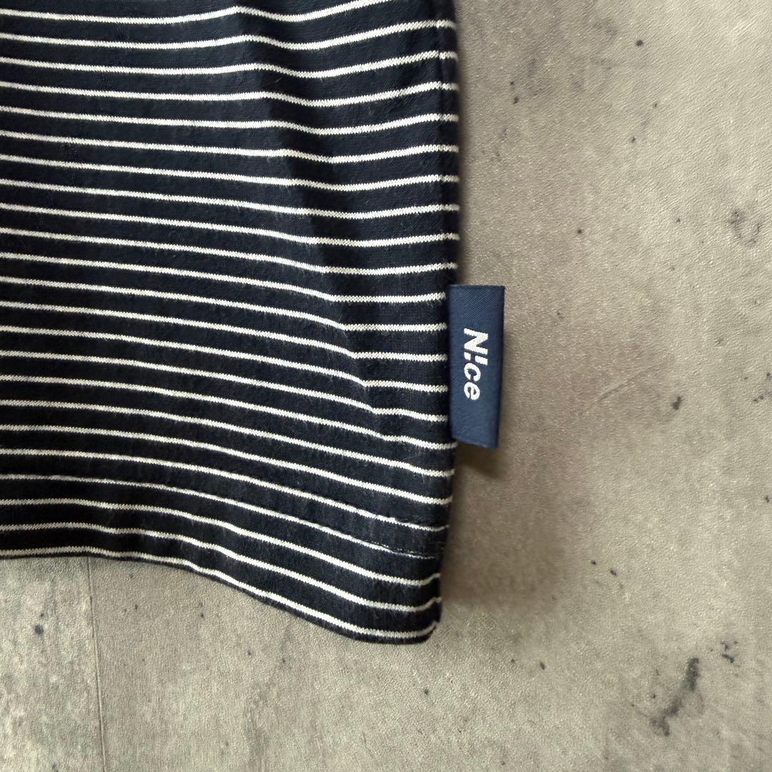 N!ce Shop ナイスショップ ボーダーTシャツ 紺白 M オーバーサイズ