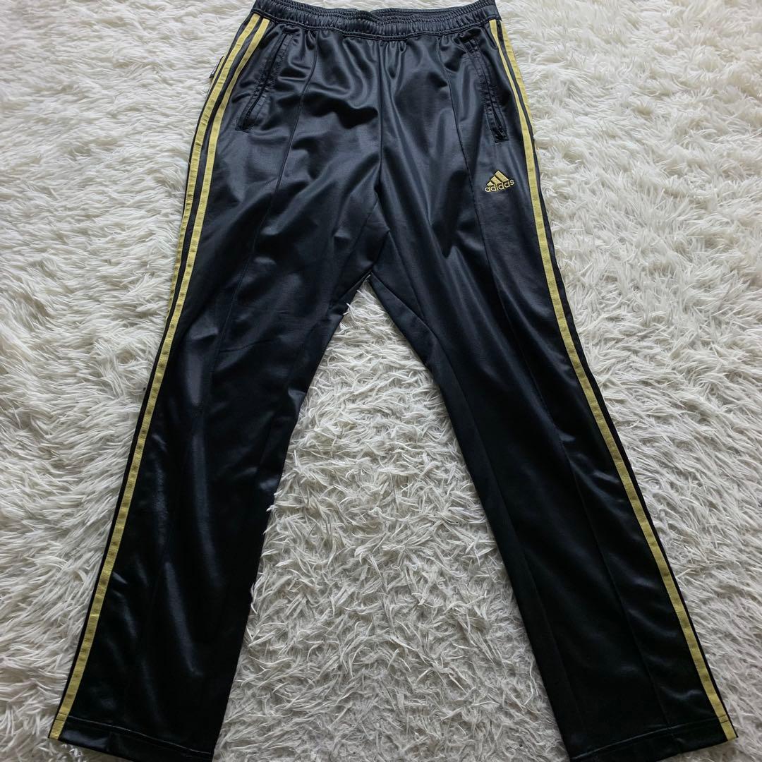 極美品■アディダス adidas ジャージ セットアップ 黒 金 L