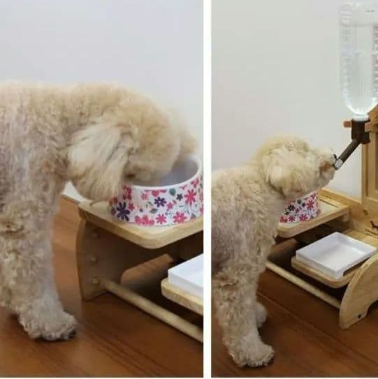 Doggy Man 木製犬用食器台 高さ調整可