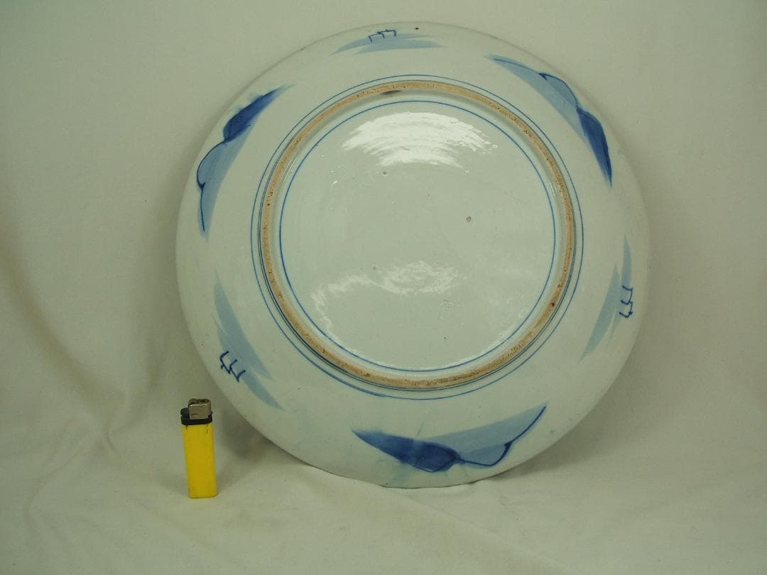古伊万里・山水風景図・直径402mm・１枚・明治期の古い染付大皿・USED品