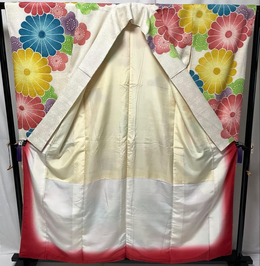 専用C712正絹　振袖　藤娘きぬたや　総絞り　大輪花　着物