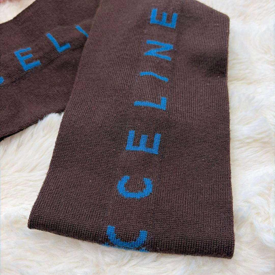 CELINE セリーヌ マカダム柄 ロゴ ウール100 マフラー