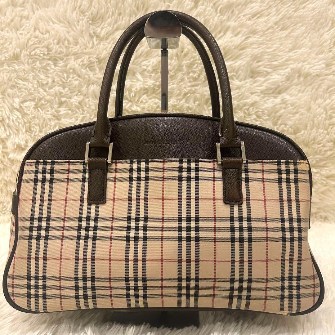 バーバリー　ハンドバッグ　ノバチェック　ミニボストン　ノバチェック　レザー