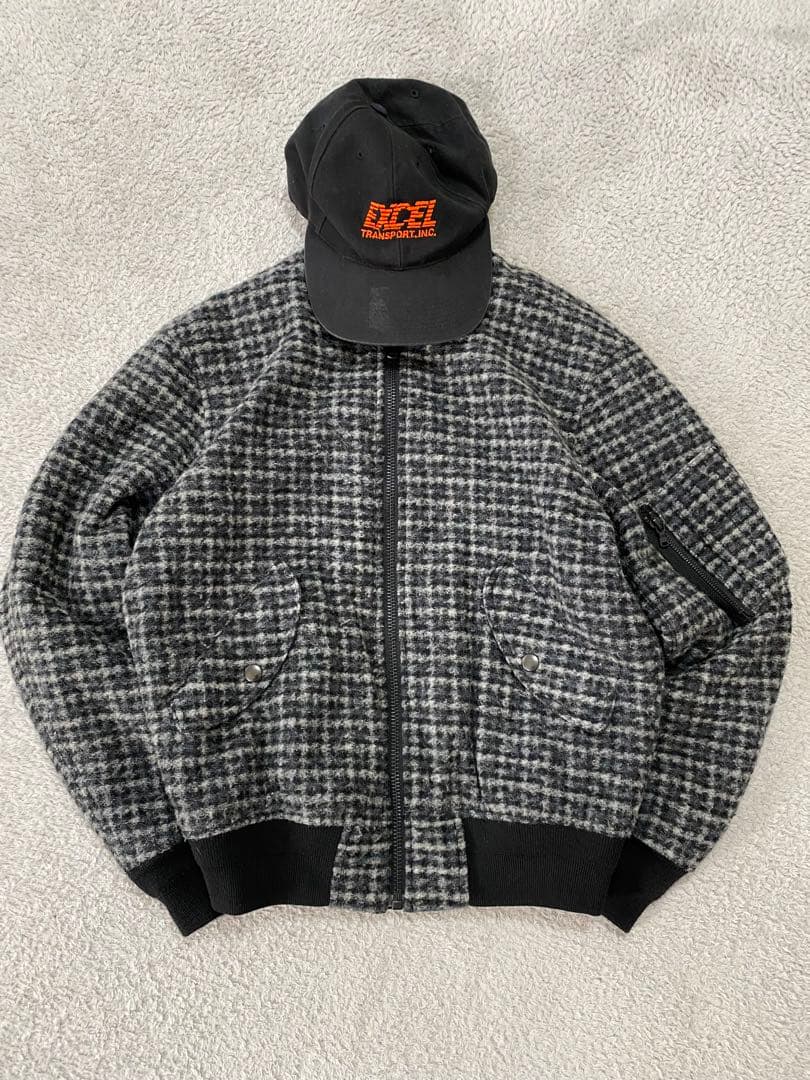 【美品】N.HOOLYWOOD グレンチェック　MA-1 ボンバージャケット　M
