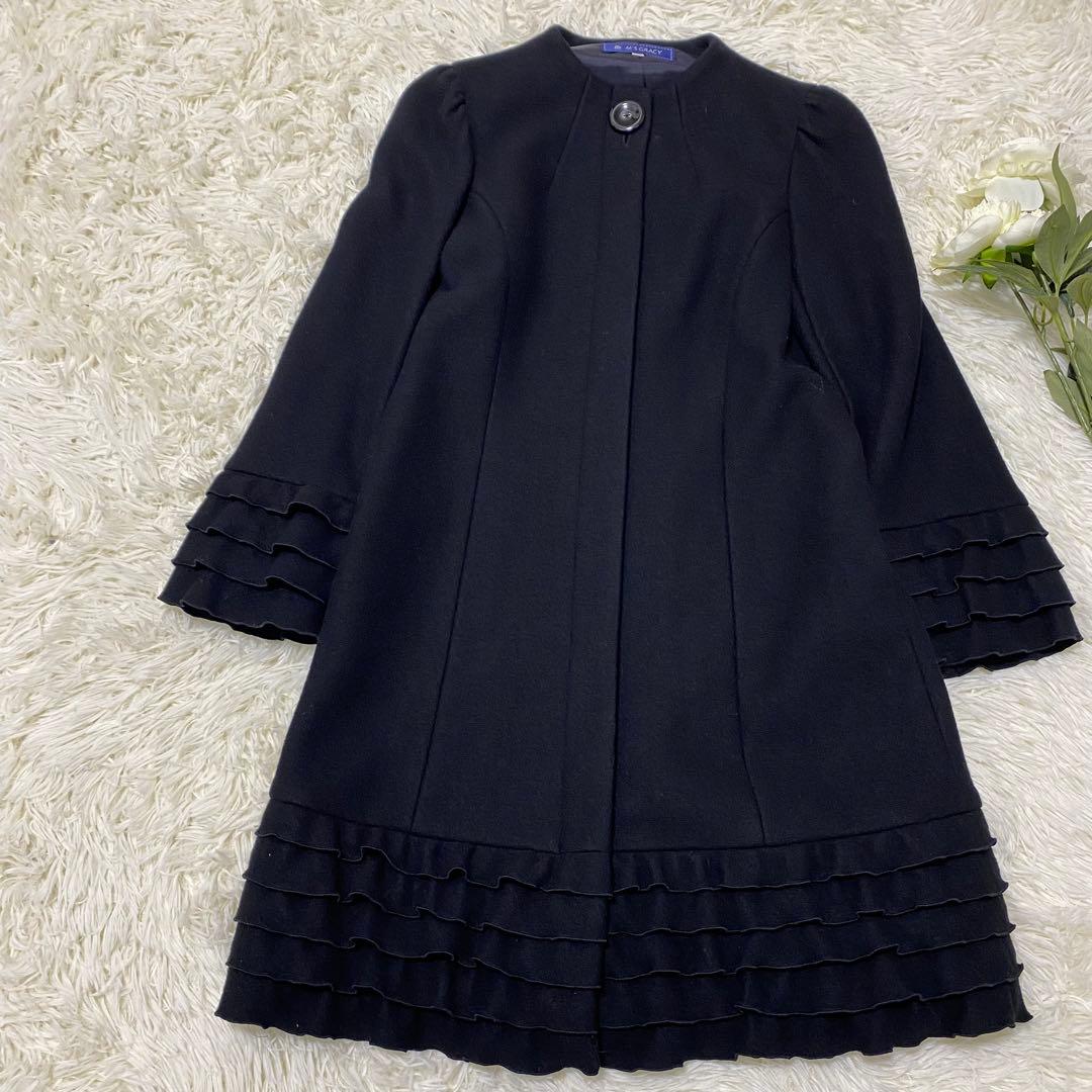 【M'S GRACY】 ロングコート ノーカラーコート ブラック size40
