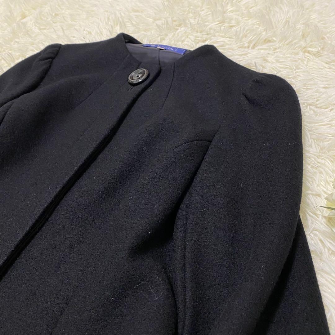 【M'S GRACY】 ロングコート ノーカラーコート ブラック size40
