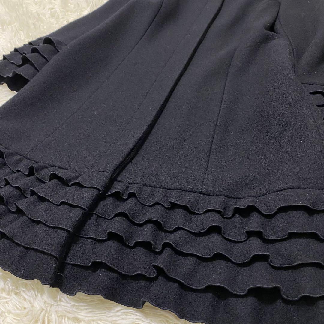 【M'S GRACY】 ロングコート ノーカラーコート ブラック size40
