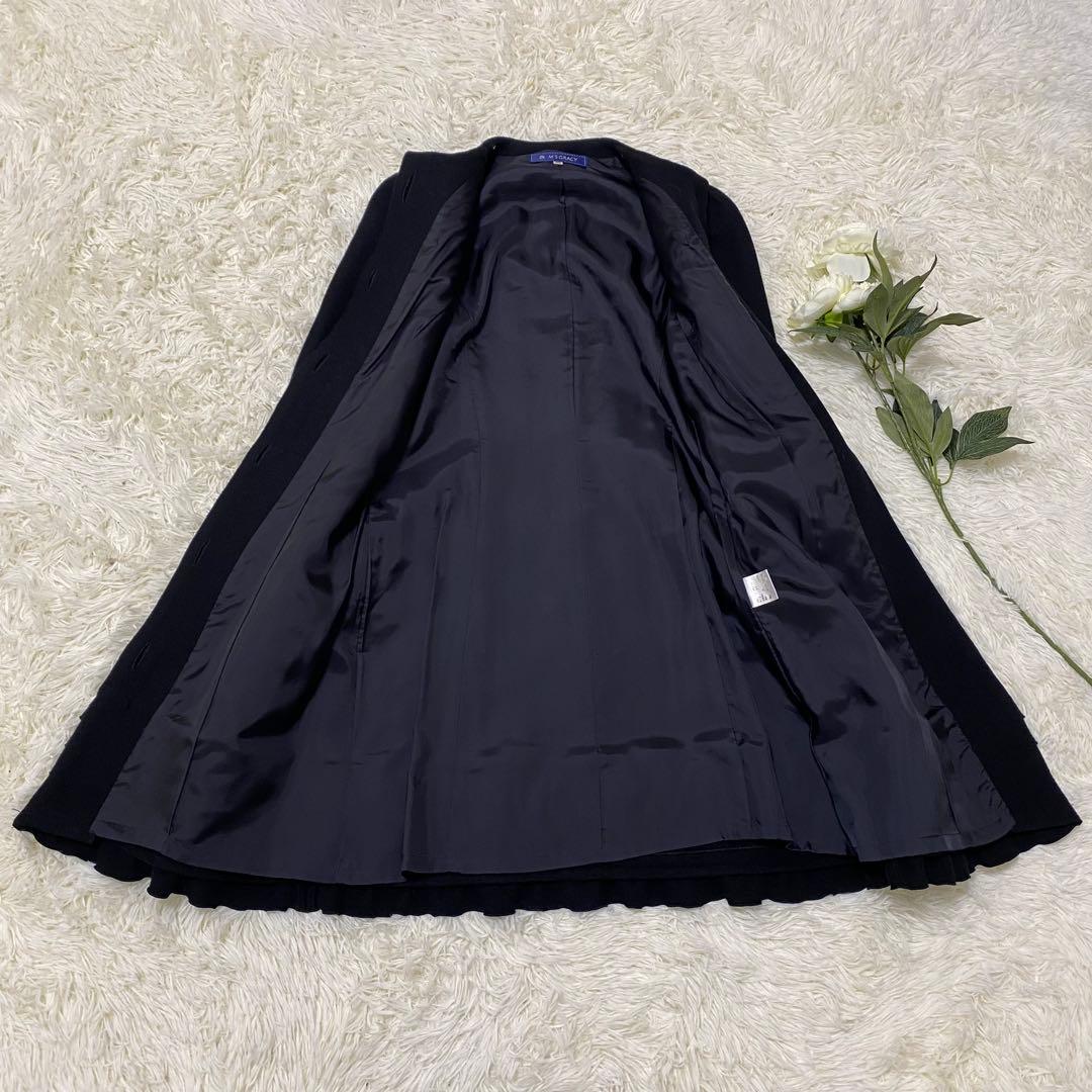 【M'S GRACY】 ロングコート ノーカラーコート ブラック size40