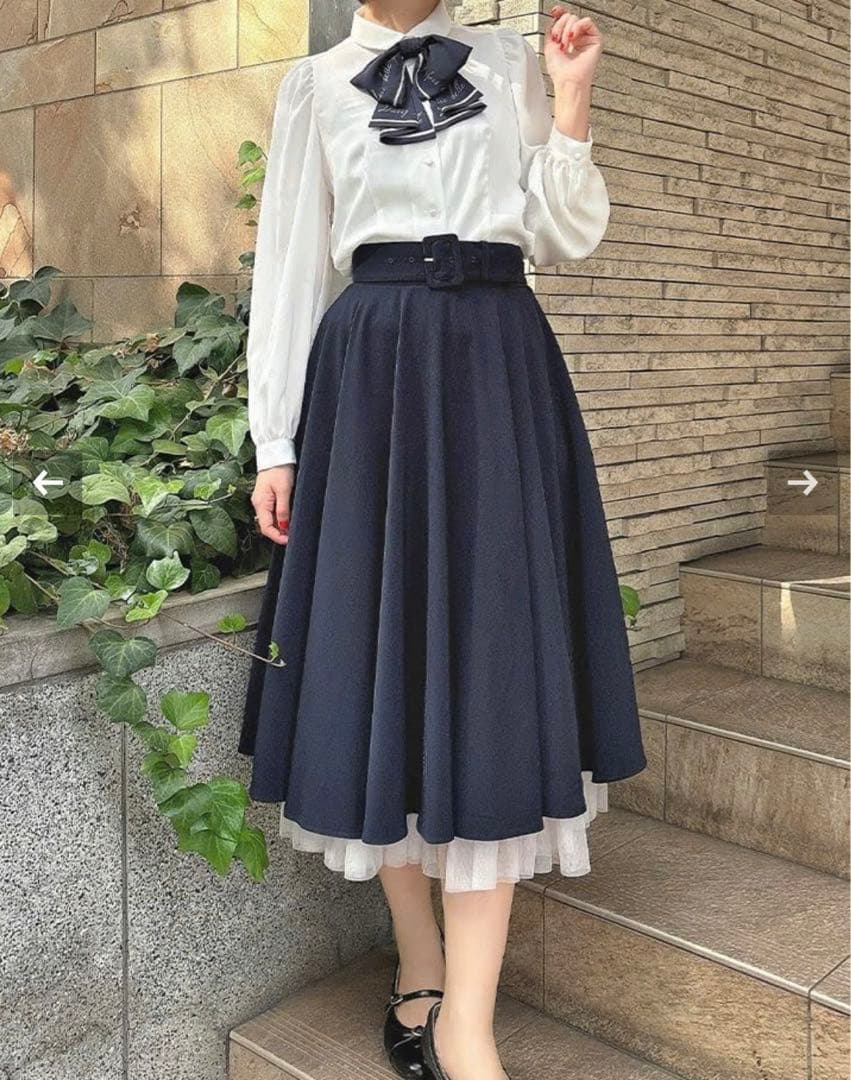 an another angelus パニエサーキュラースカート ネイビー