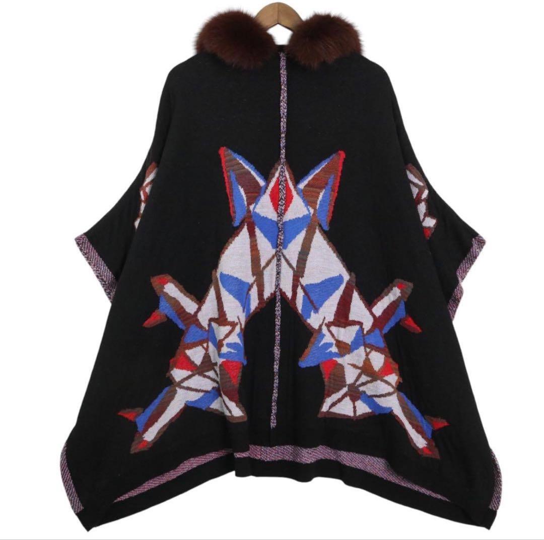 【極美品】TSUMORI CHISATO フォックスファー付き ニット ポンチョ