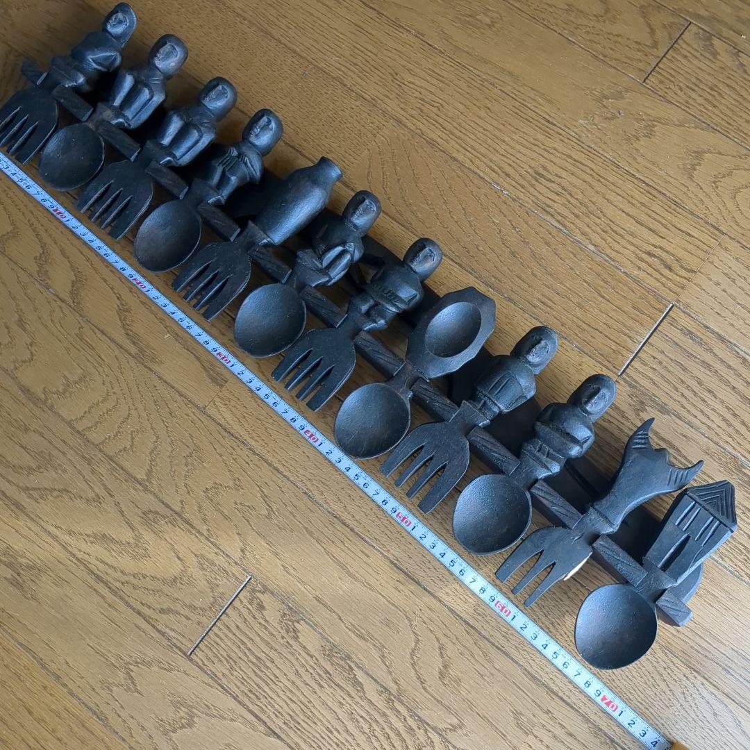 アフリカ 木製 スプーン フォーク セット