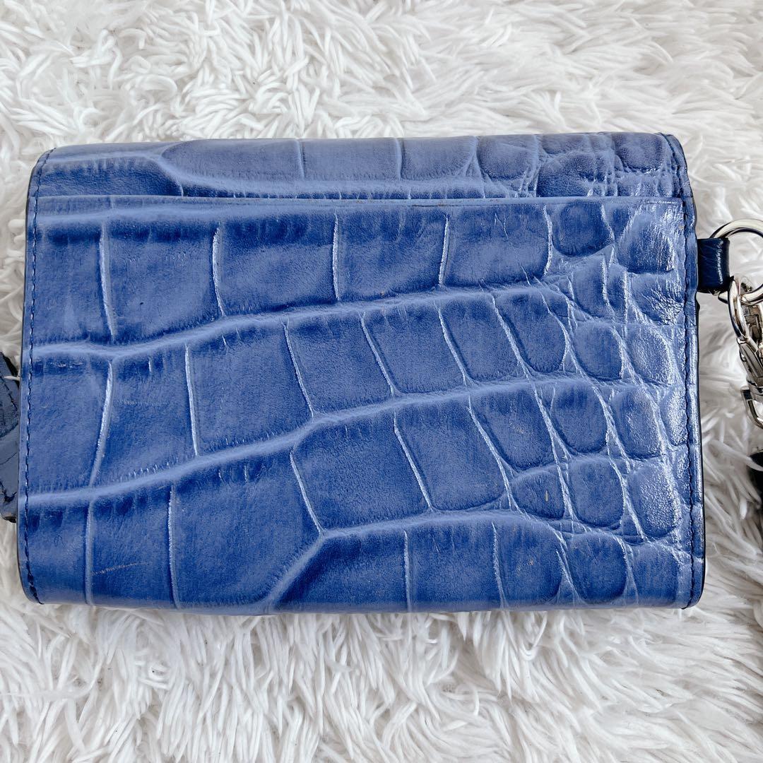 極美品✨Vivienne Westwood 折財布 クロコ型押し　フリンジ　青