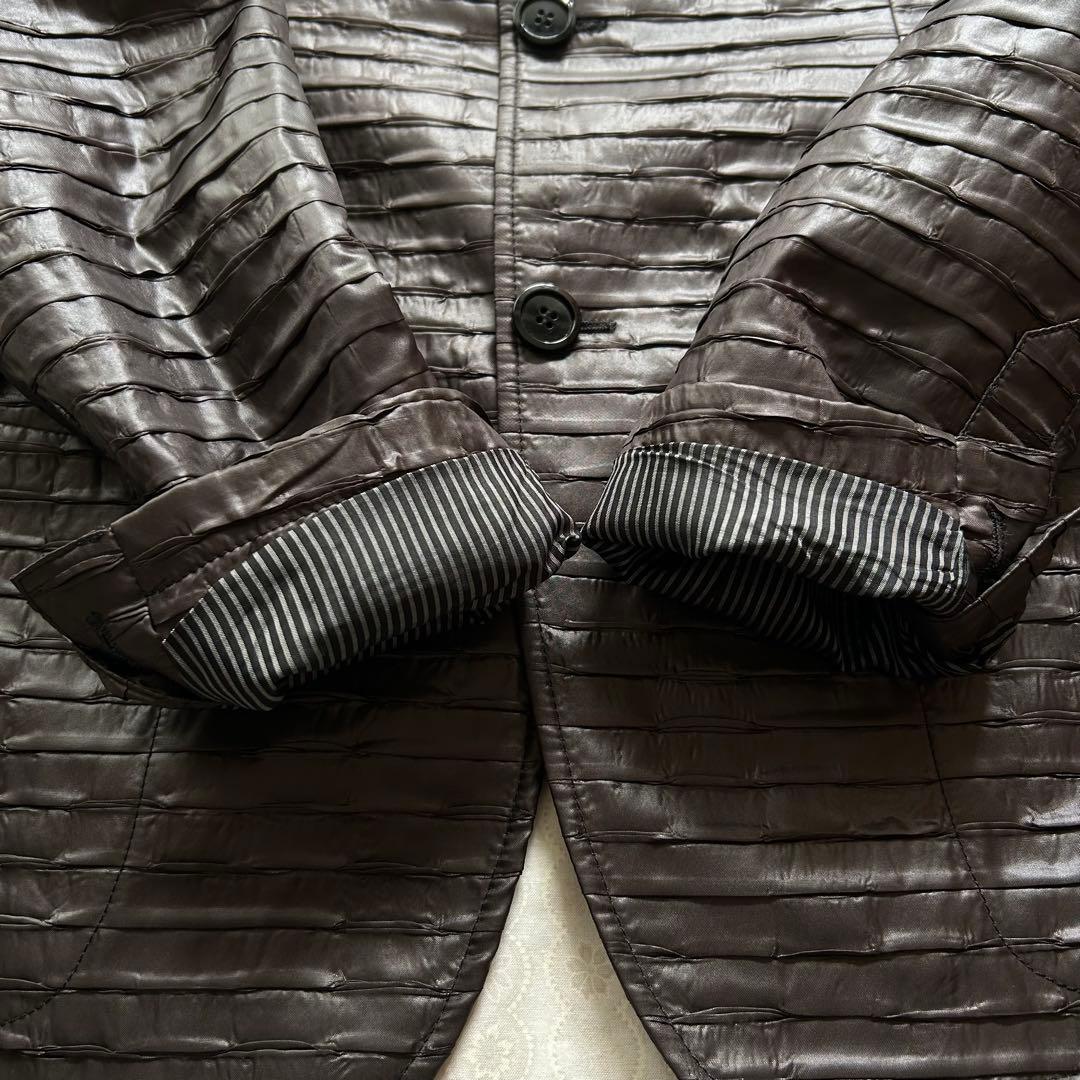 EMPORIO ARMANI シングルブレストジャケット　テクスチャー　焦茶