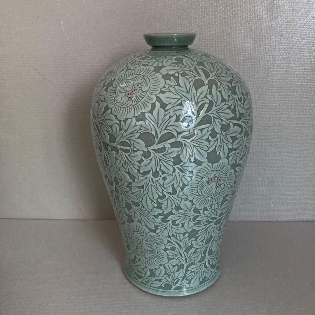 花器　高麗青磁　壽安窯　（桐箱入）