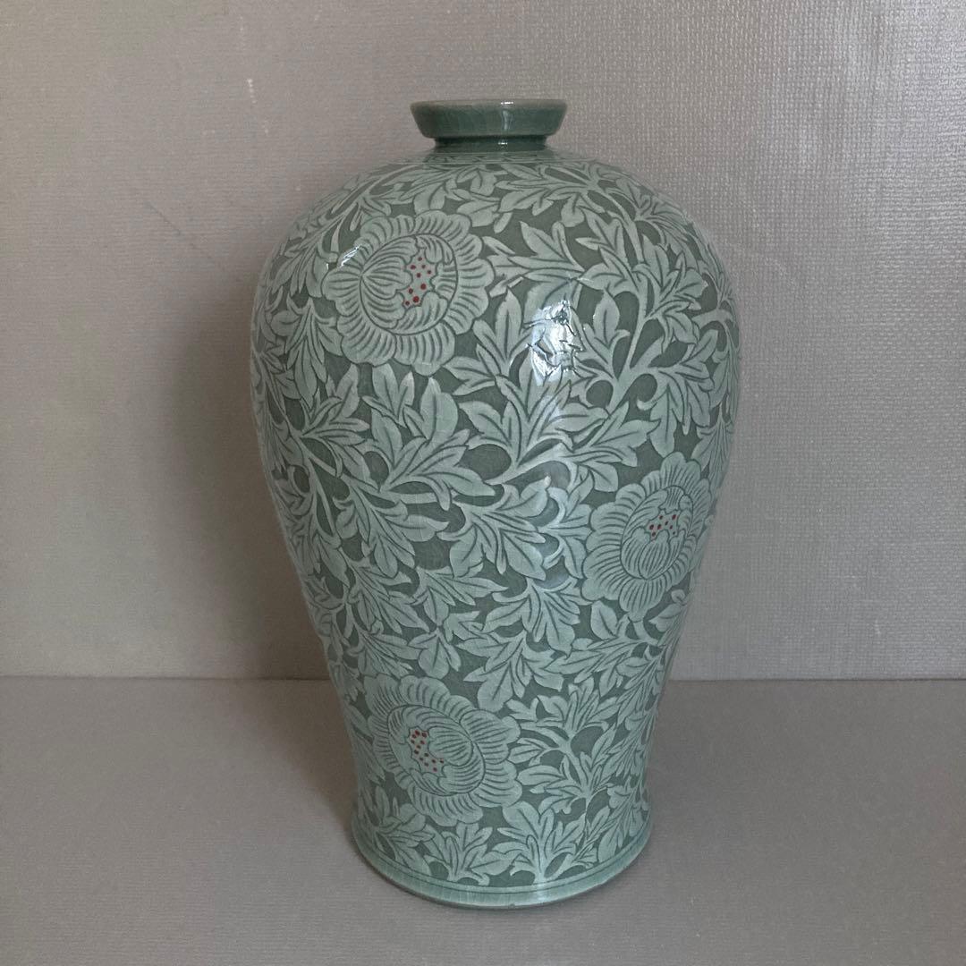 花器　高麗青磁　壽安窯　（桐箱入）