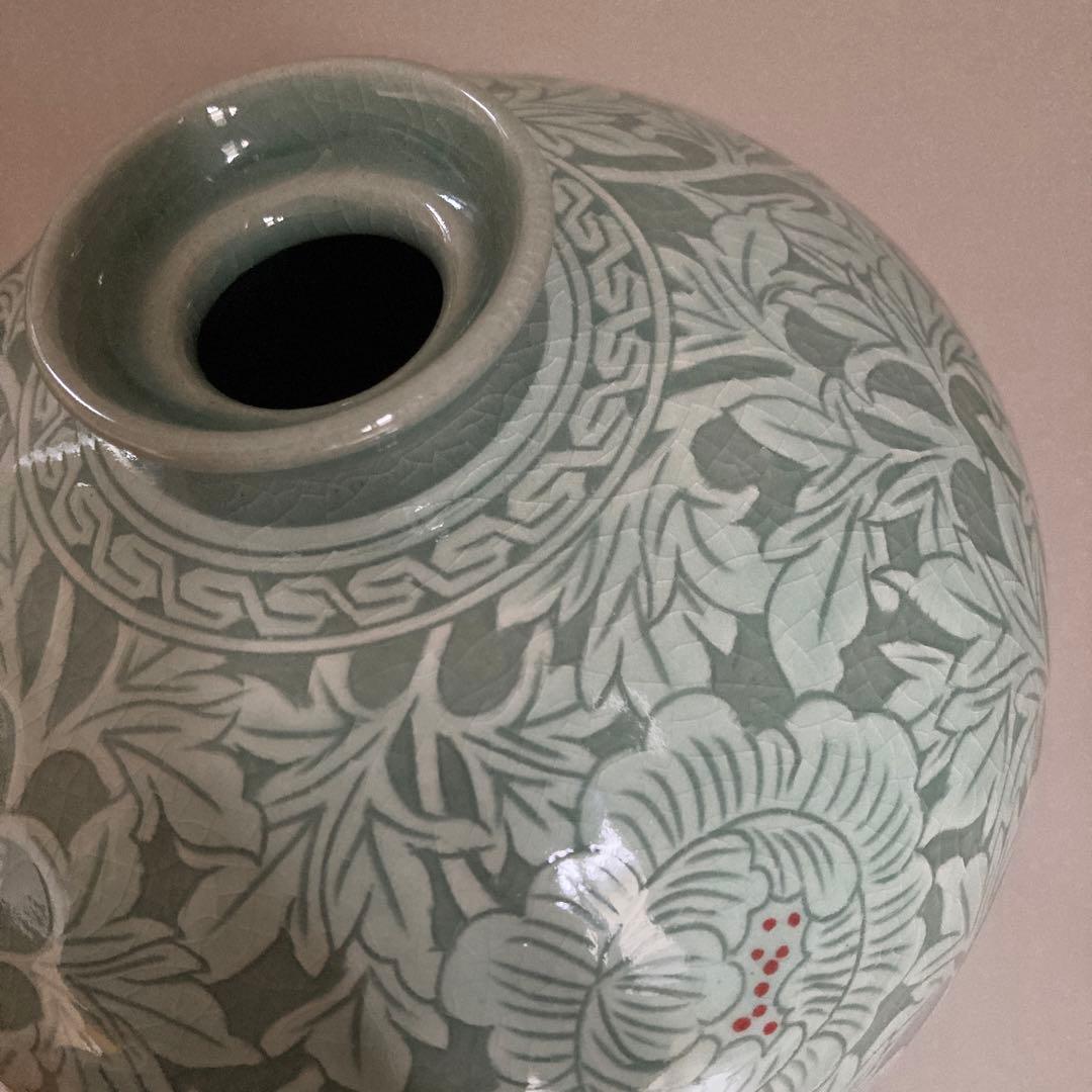 花器　高麗青磁　壽安窯　（桐箱入）