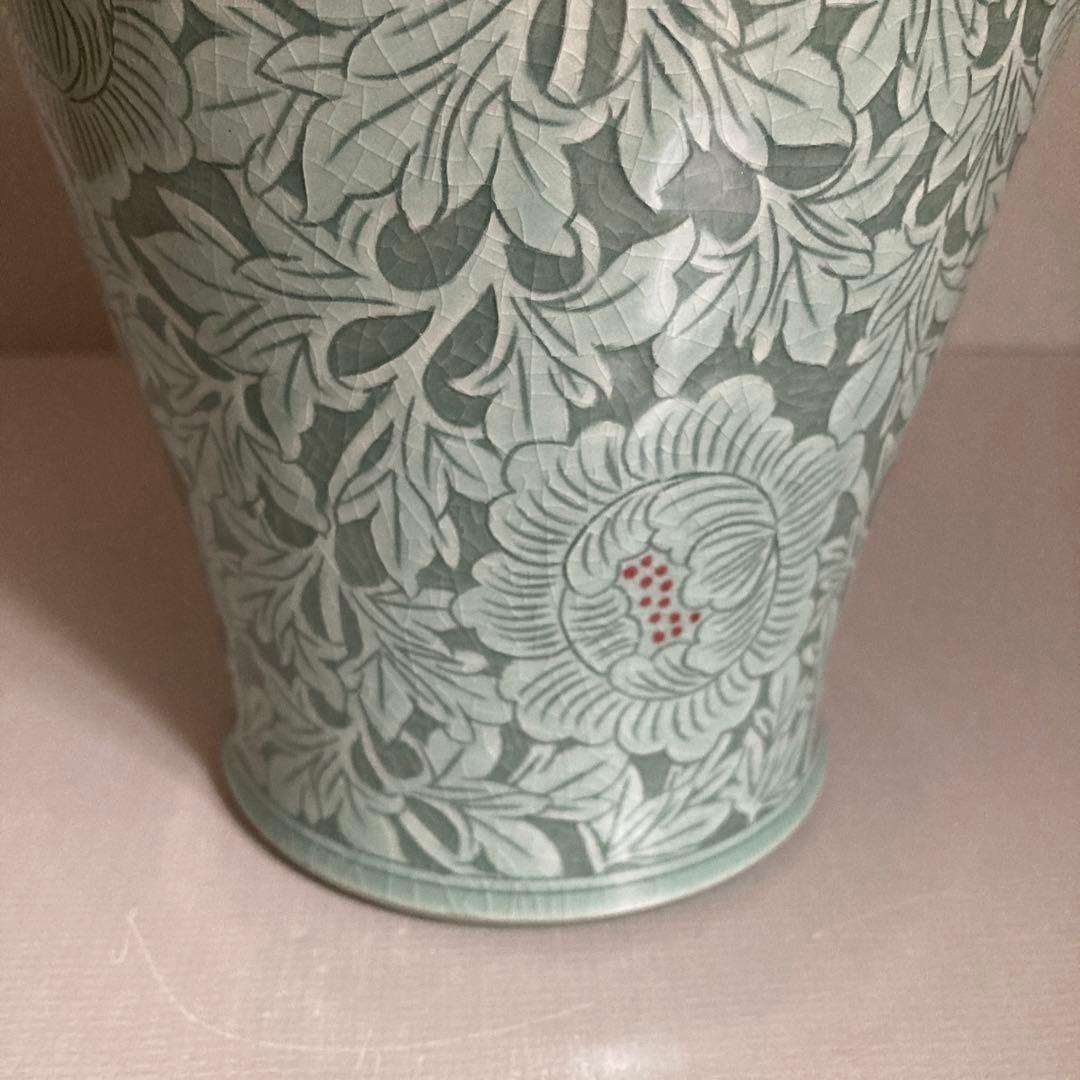 花器　高麗青磁　壽安窯　（桐箱入）