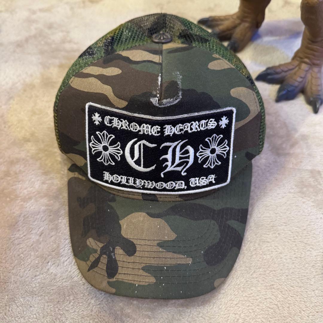 【正規品】CHROME HEARTS メッシュキャップ 迷彩CHロゴ ダメージ有
