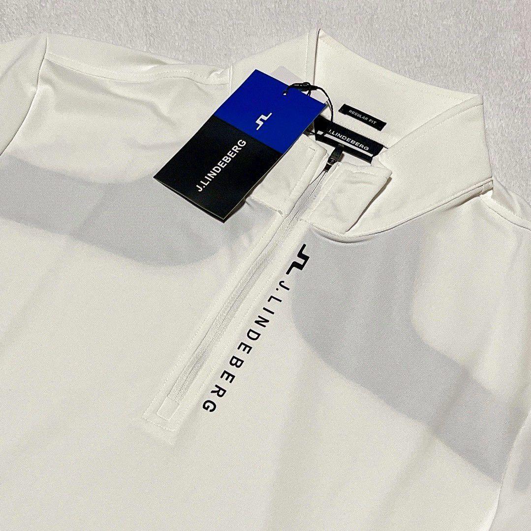 新品　J.LINDEBERG　ゴルフ　ハーフジップシャツ　ホワイト　Ｌ　メンズ