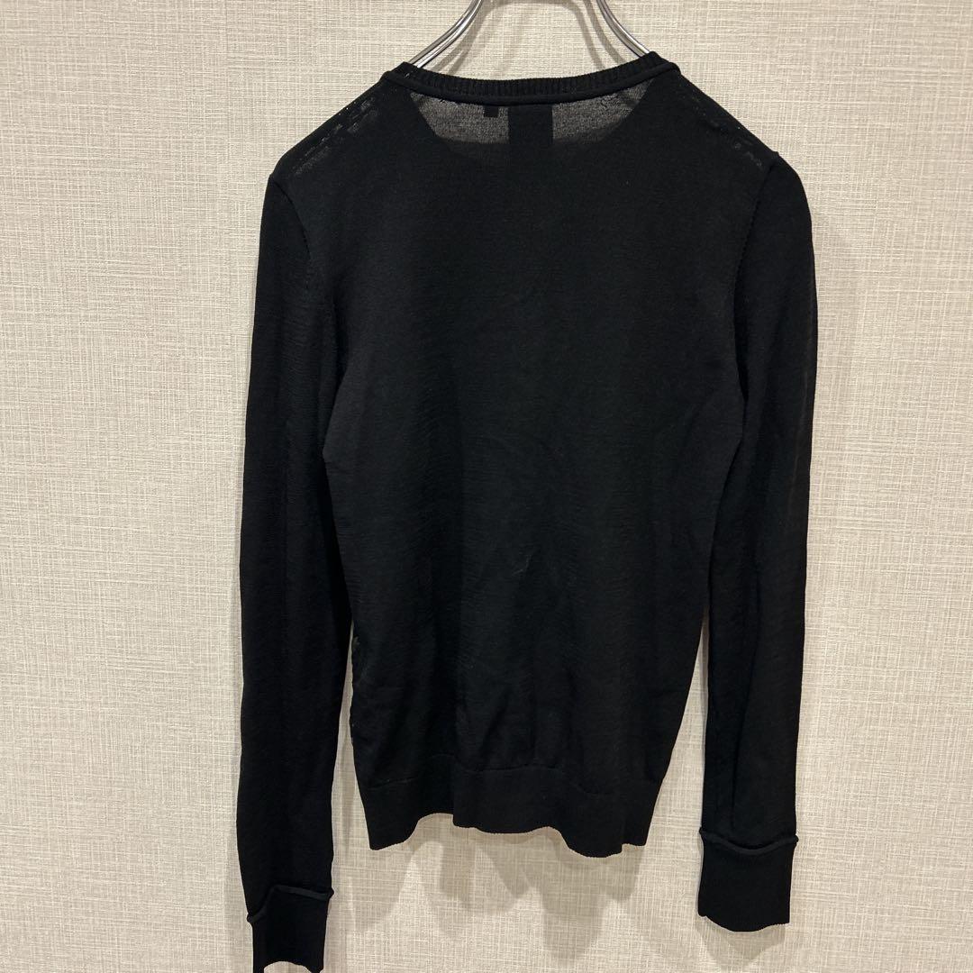 【タグ付未使用】ソブ sov.ダル糸刺繍天竺ニットカーディガン 38 黒 レース