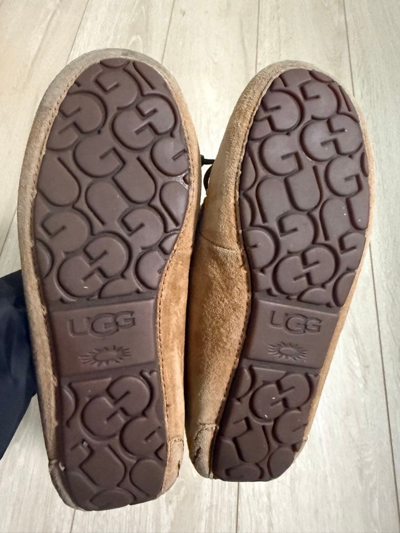 UGG ベージュ モカシンスタイル ムートンショートブーツ24cm中古