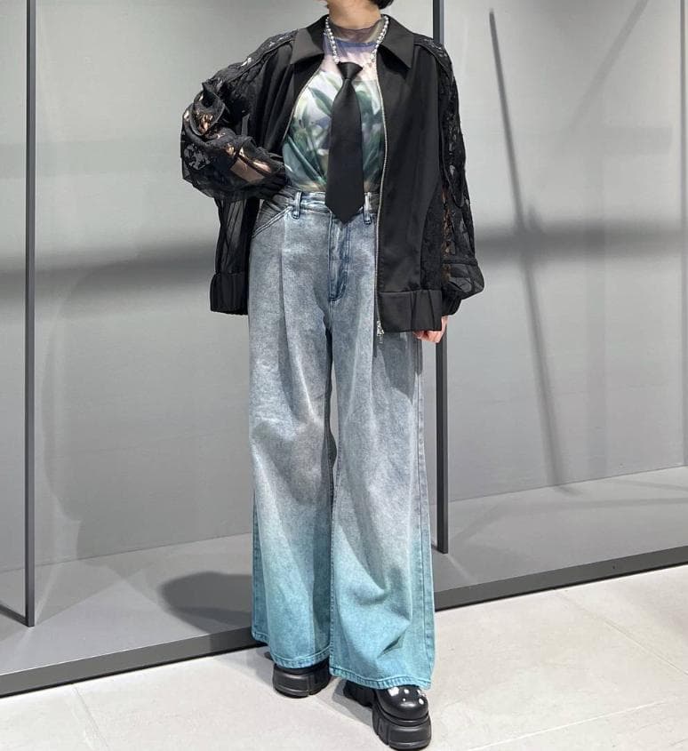 【美品】HARE　アソートカコウワイドデニムパンツ　ブルー　ジーンズ