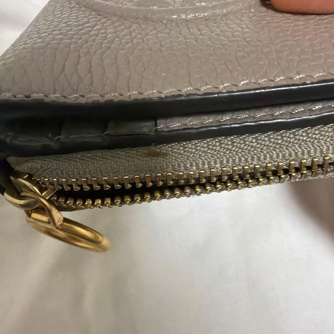 TORY BURCH(トリーバーチ)二つ折り財布-グレーベージュファスナー