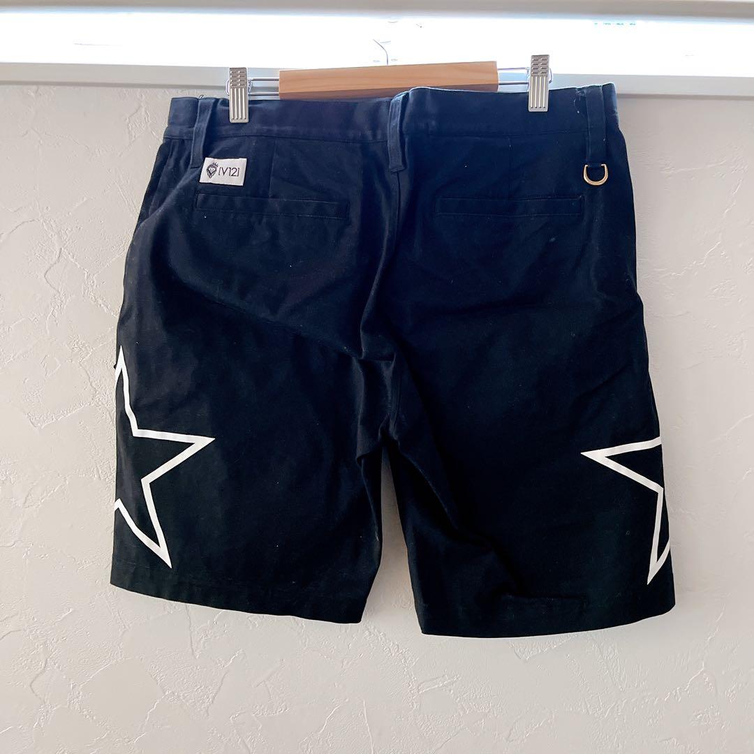 ヴィトゥエルヴ ゴルフパンツ ハーフパンツ 黒 星柄 カジュアル シンプル L