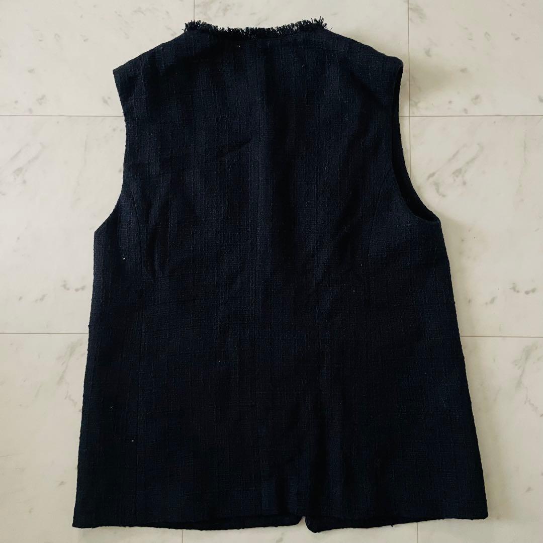 極美品UNITED ARROWS グリーンレーベル　ツイードフリンジベストジレ