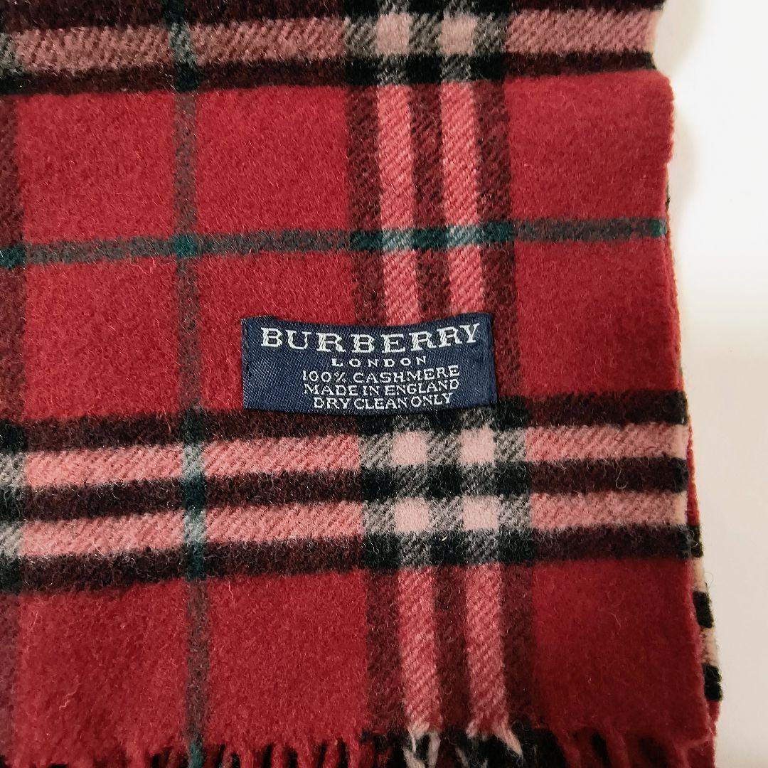 BURBERRY バーバリー マフラー ウール 英国製 ノバチェック 赤 美品✨