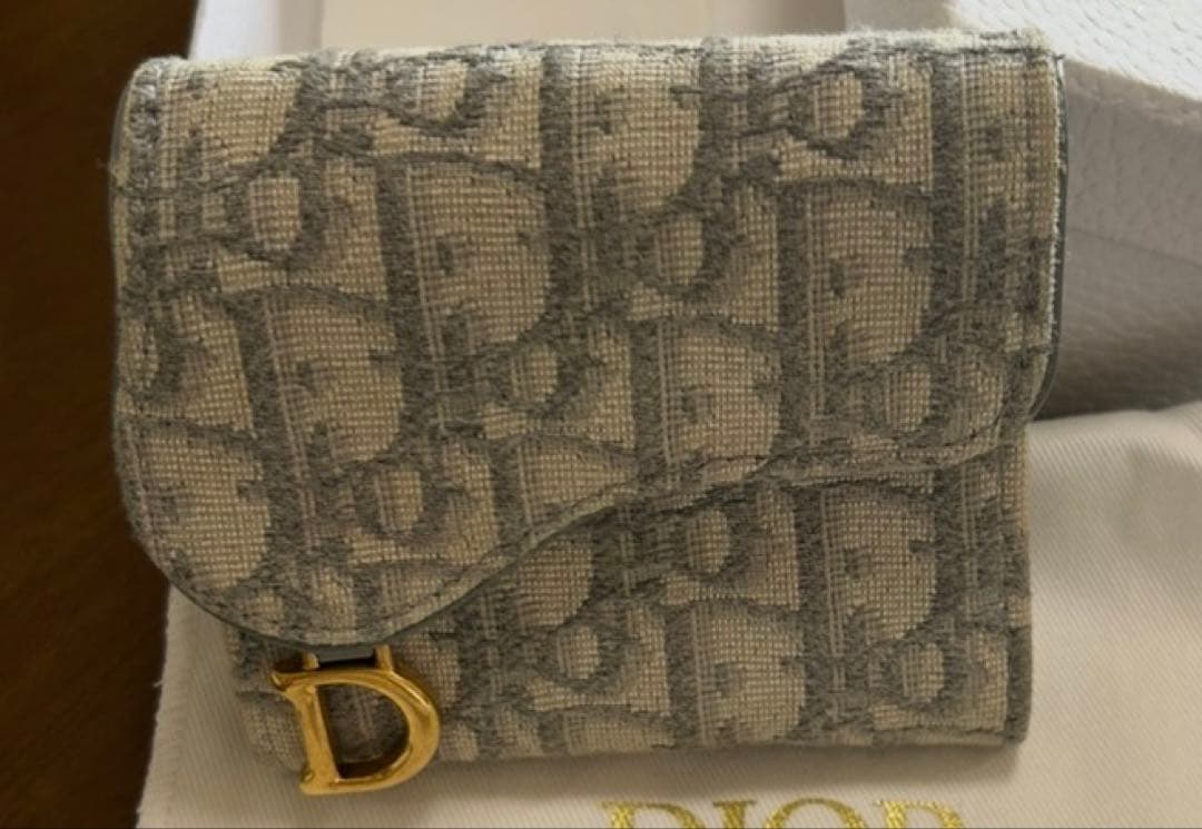 Dior 三つ折り財布 グレー キャンバス