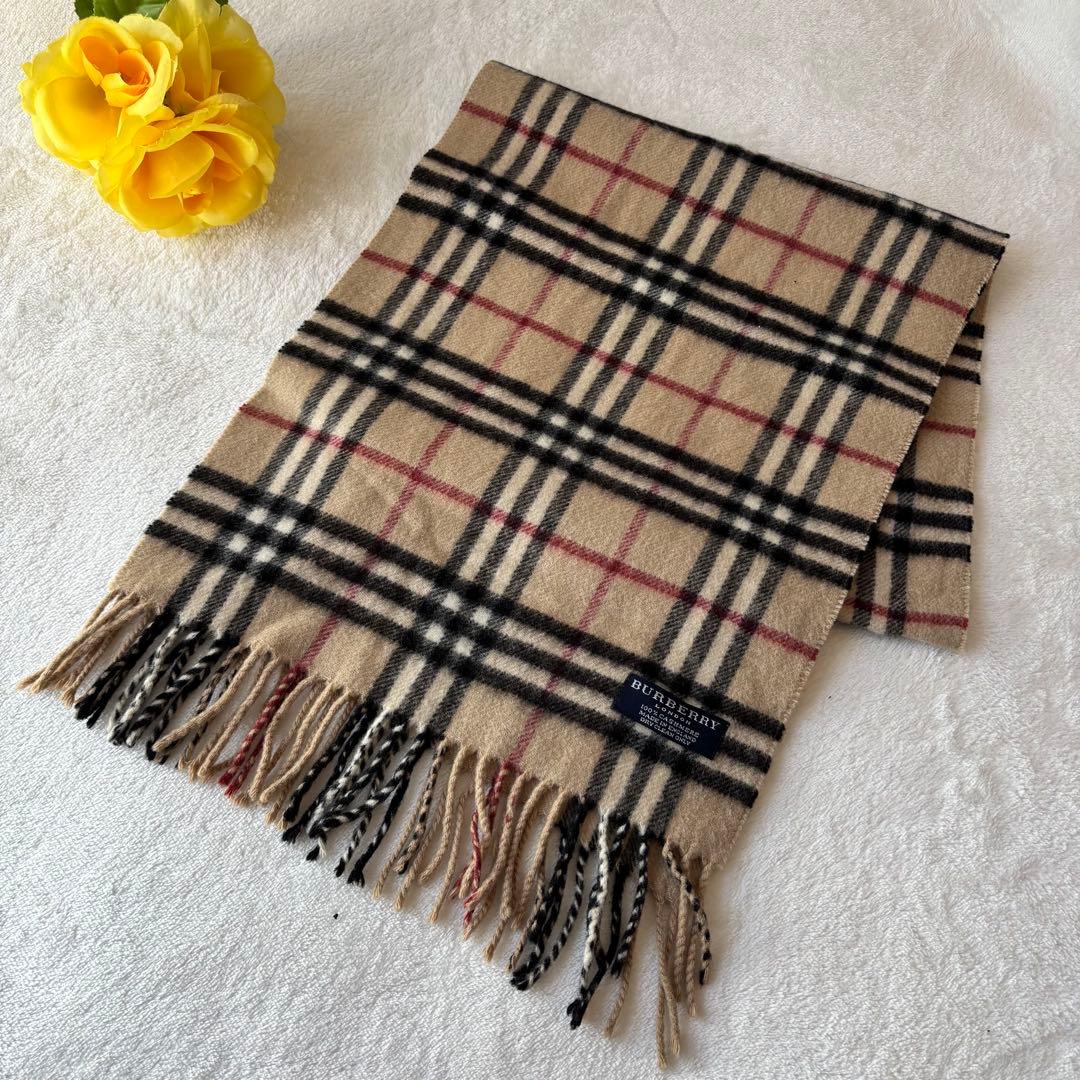 極美品 BURBERRY バーバリー ノバチェック柄 カシミヤ100 マフラー