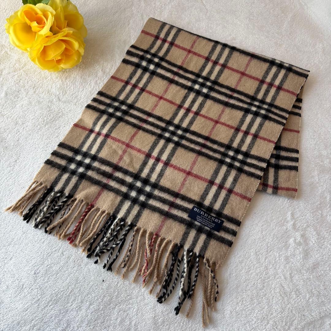 極美品 BURBERRY バーバリー ノバチェック柄 カシミヤ100 マフラー