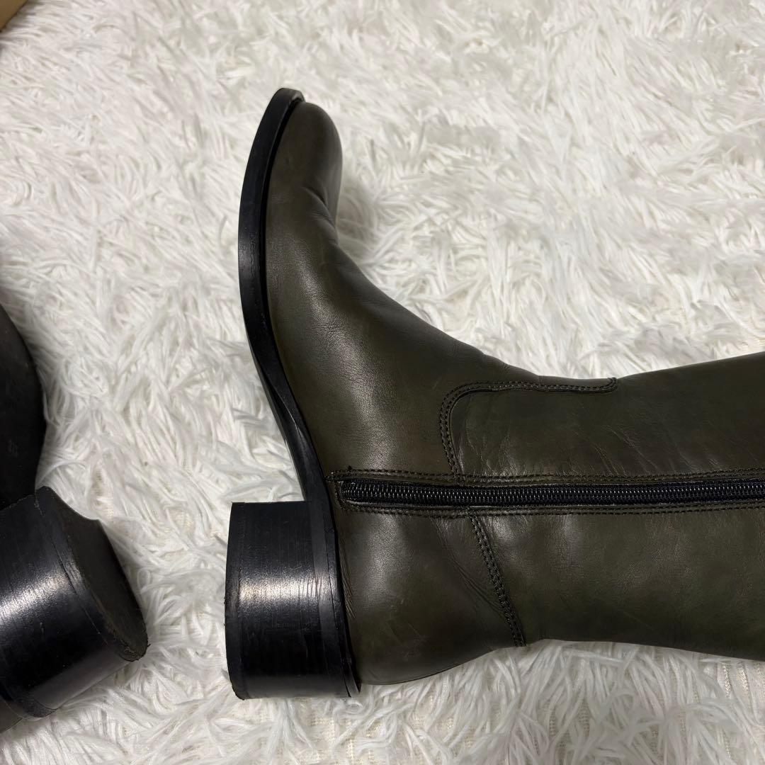 ファビオルスコーニ　レザー ロングブーツ　カーキ系　37.5