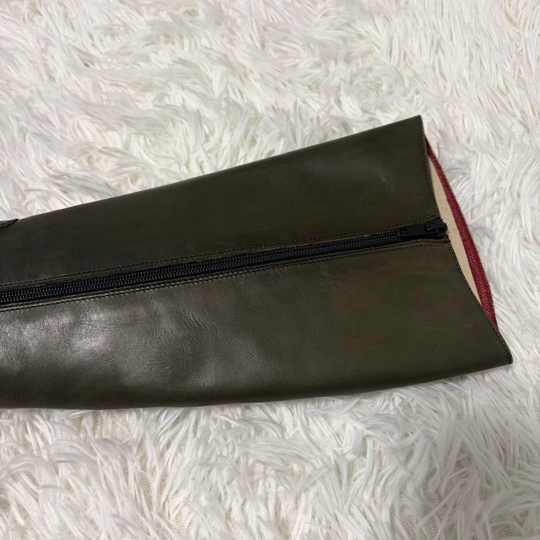 ファビオルスコーニ　レザー ロングブーツ　カーキ系　37.5