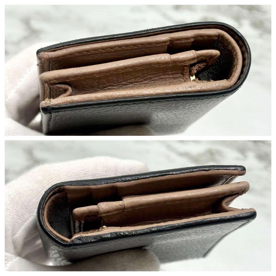 【美品】GUCCI グッチ マーモント 二つ折り財布 ブラック バイカラー