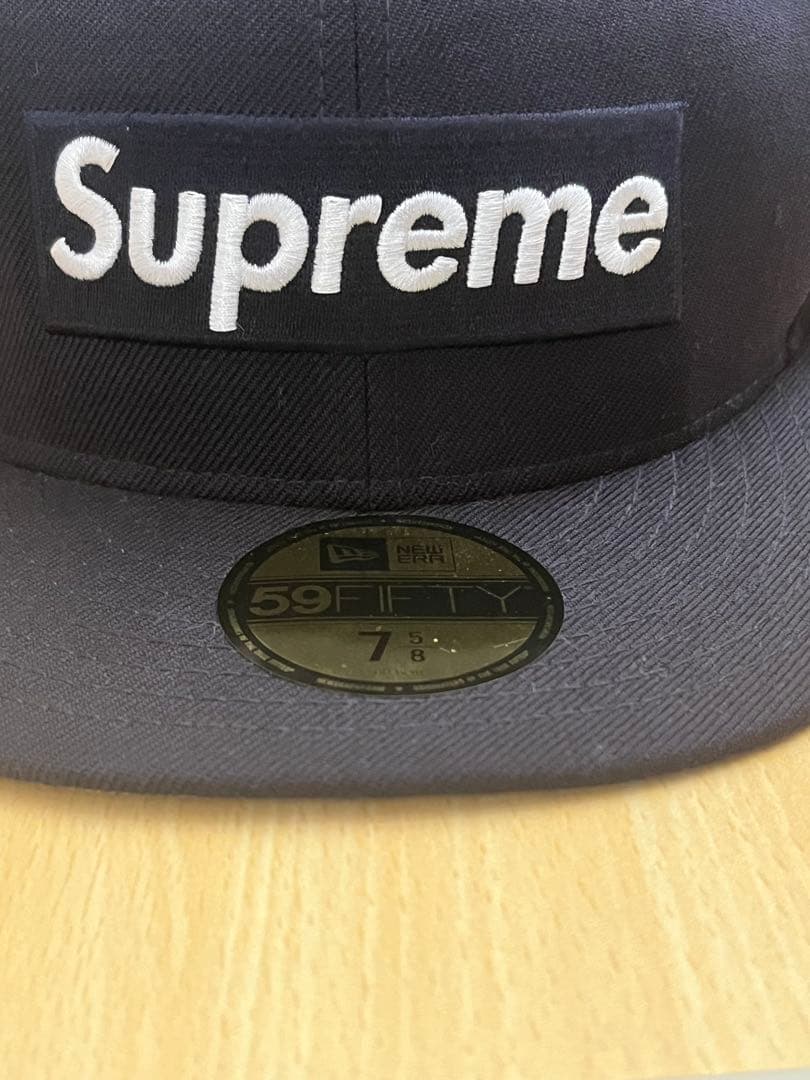 格安美品Supreme 59FIFTY ネイビー7 5/8 ファー付き