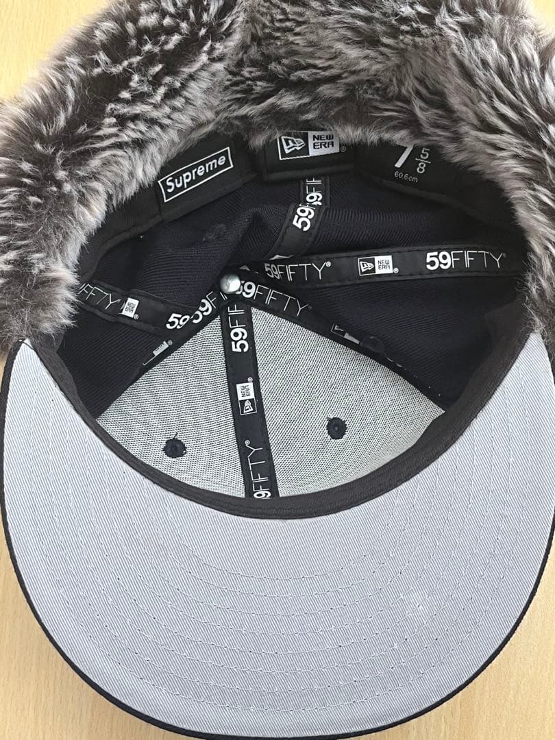格安美品Supreme 59FIFTY ネイビー7 5/8 ファー付き